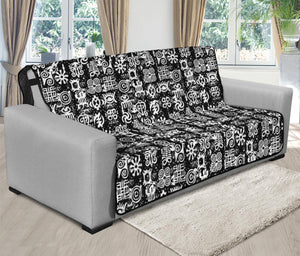 Black And White African Adinkra Symbols Futon Protector