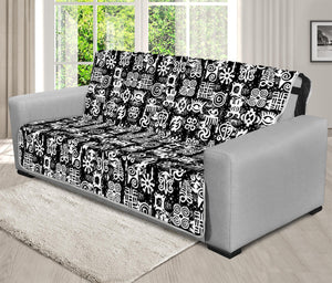 Black And White African Adinkra Symbols Futon Protector