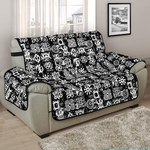 Black And White African Adinkra Symbols Half Sofa Protector