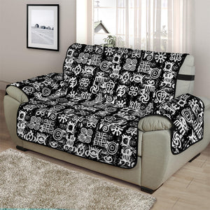 Black And White African Adinkra Symbols Half Sofa Protector