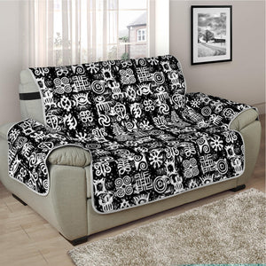 Black And White African Adinkra Symbols Half Sofa Protector