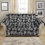 Black And White African Adinkra Symbols Loveseat Protector