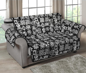 Black And White African Adinkra Symbols Loveseat Protector