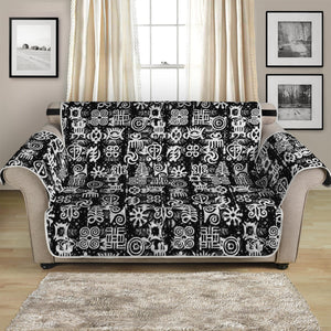 Black And White African Adinkra Symbols Loveseat Protector