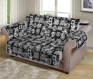 Black And White African Adinkra Symbols Loveseat Protector