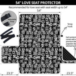 Black And White African Adinkra Symbols Loveseat Protector