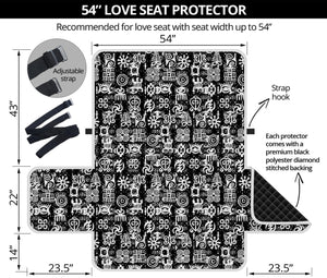 Black And White African Adinkra Symbols Loveseat Protector