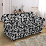 Black And White African Adinkra Symbols Loveseat Slipcover