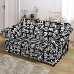 Black And White African Adinkra Symbols Loveseat Slipcover