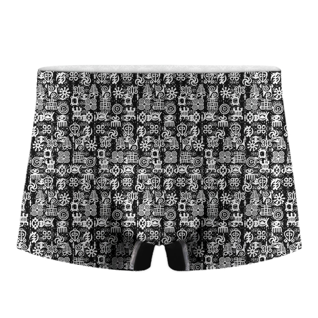 Black And White African Adinkra Symbols Men's Boxer Briefs