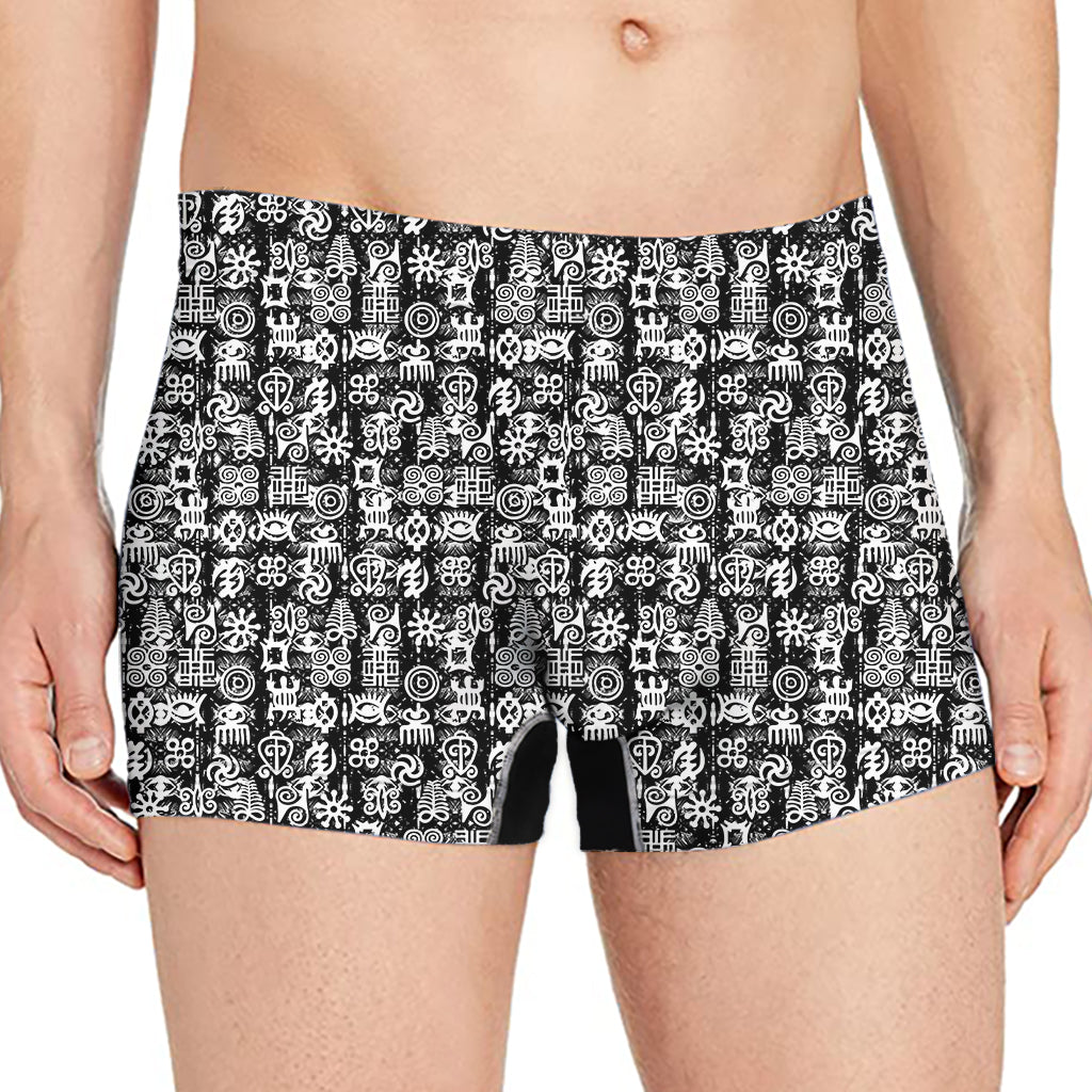 Black And White African Adinkra Symbols Men's Boxer Briefs