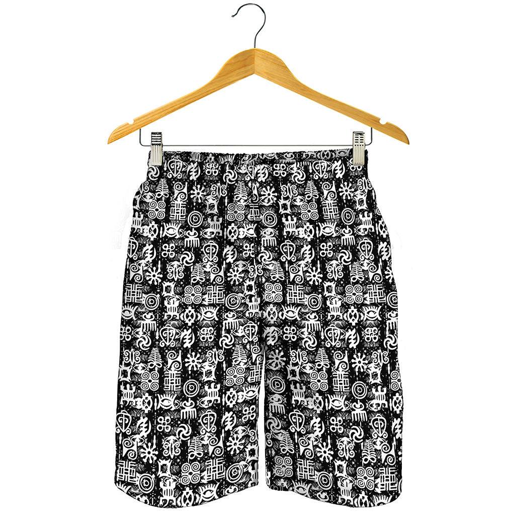 Black And White African Adinkra Symbols Men's Shorts