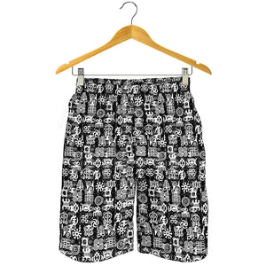 Black And White African Adinkra Symbols Men's Shorts