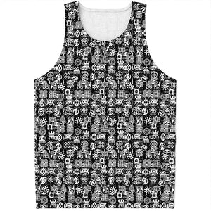 Black And White African Adinkra Symbols Men's Tank Top