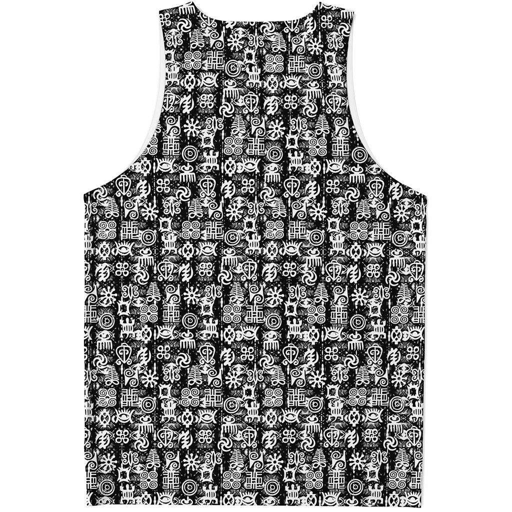 Black And White African Adinkra Symbols Men's Tank Top