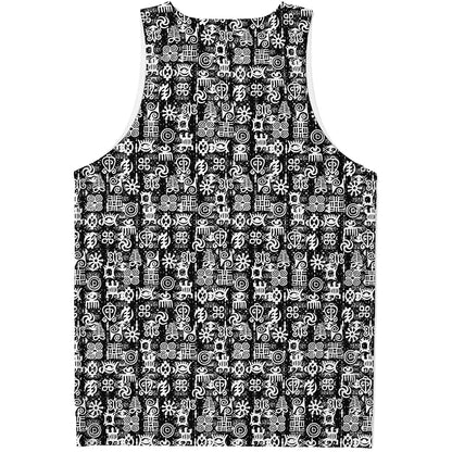 Black And White African Adinkra Symbols Men's Tank Top