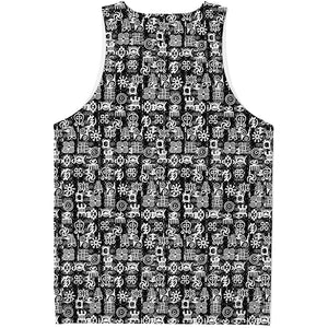 Black And White African Adinkra Symbols Men's Tank Top