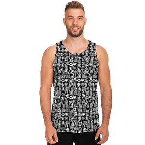 Black And White African Adinkra Symbols Men's Tank Top