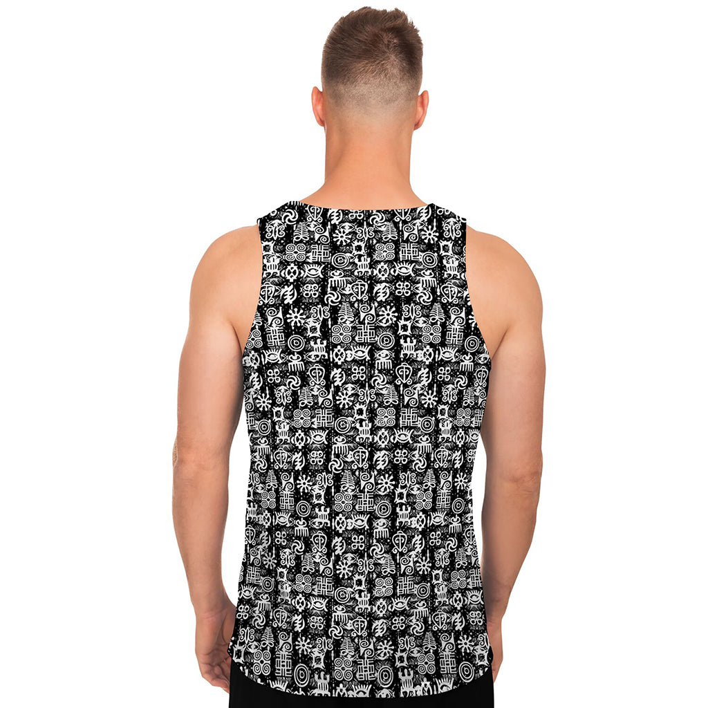 Black And White African Adinkra Symbols Men's Tank Top