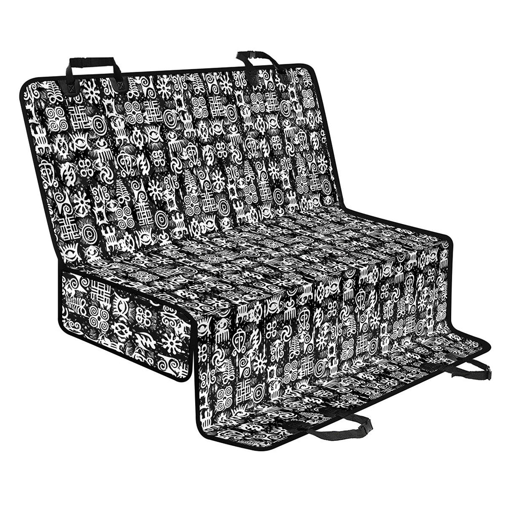 Black And White African Adinkra Symbols Pet Car Back Seat Cover