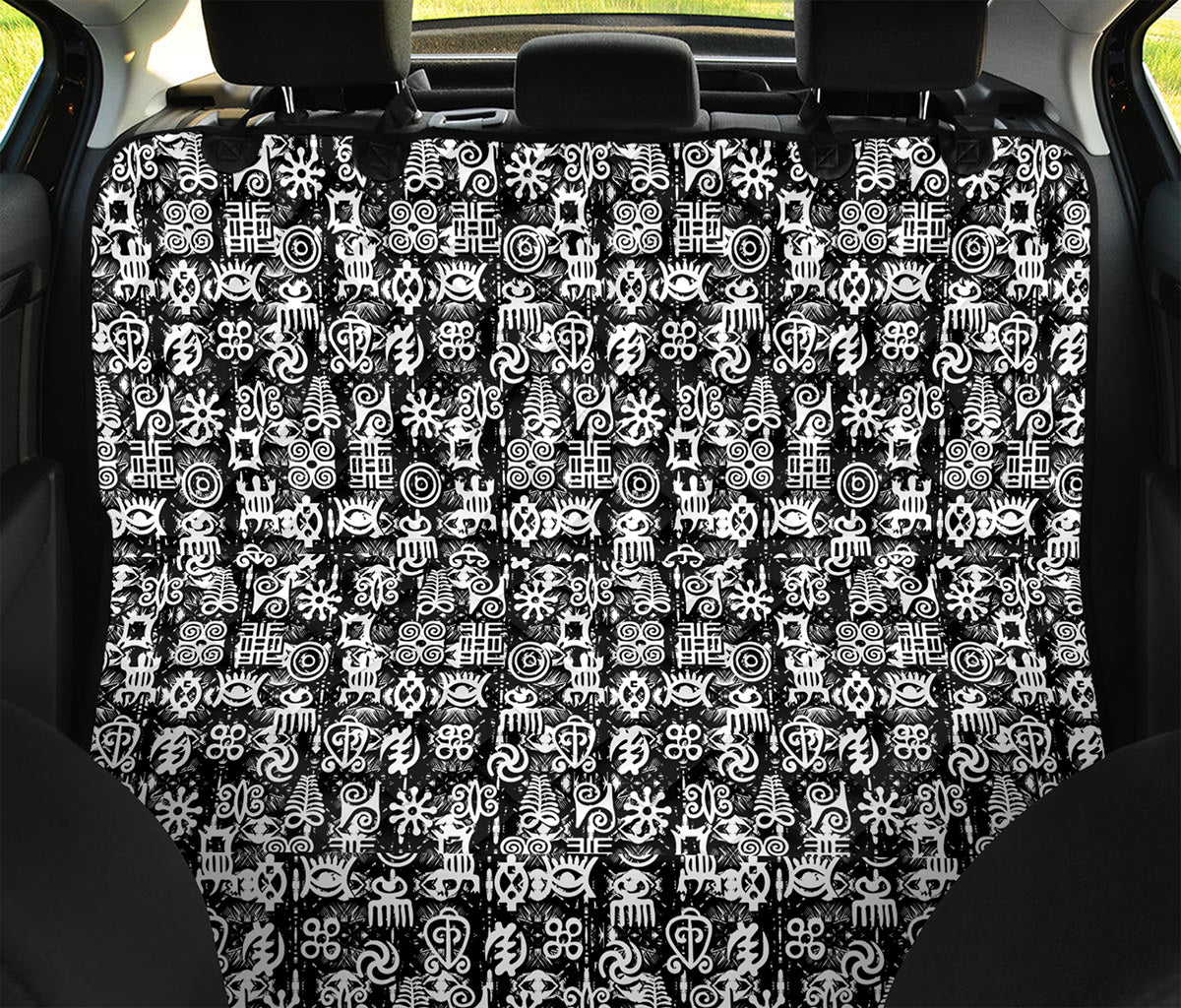 Black And White African Adinkra Symbols Pet Car Back Seat Cover