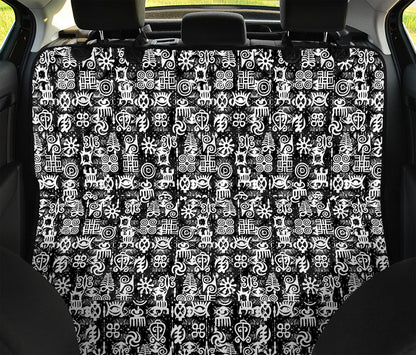 Black And White African Adinkra Symbols Pet Car Back Seat Cover
