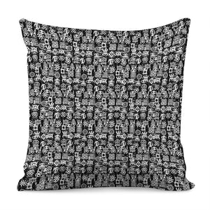 Black And White African Adinkra Symbols Pillow Cover