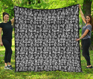 Black And White African Adinkra Symbols Quilt