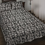Black And White African Adinkra Symbols Quilt Bed Set