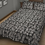 Black And White African Adinkra Symbols Quilt Bed Set