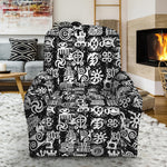 Black And White African Adinkra Symbols Recliner Slipcover