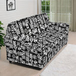 Black And White African Adinkra Symbols Sofa Cover