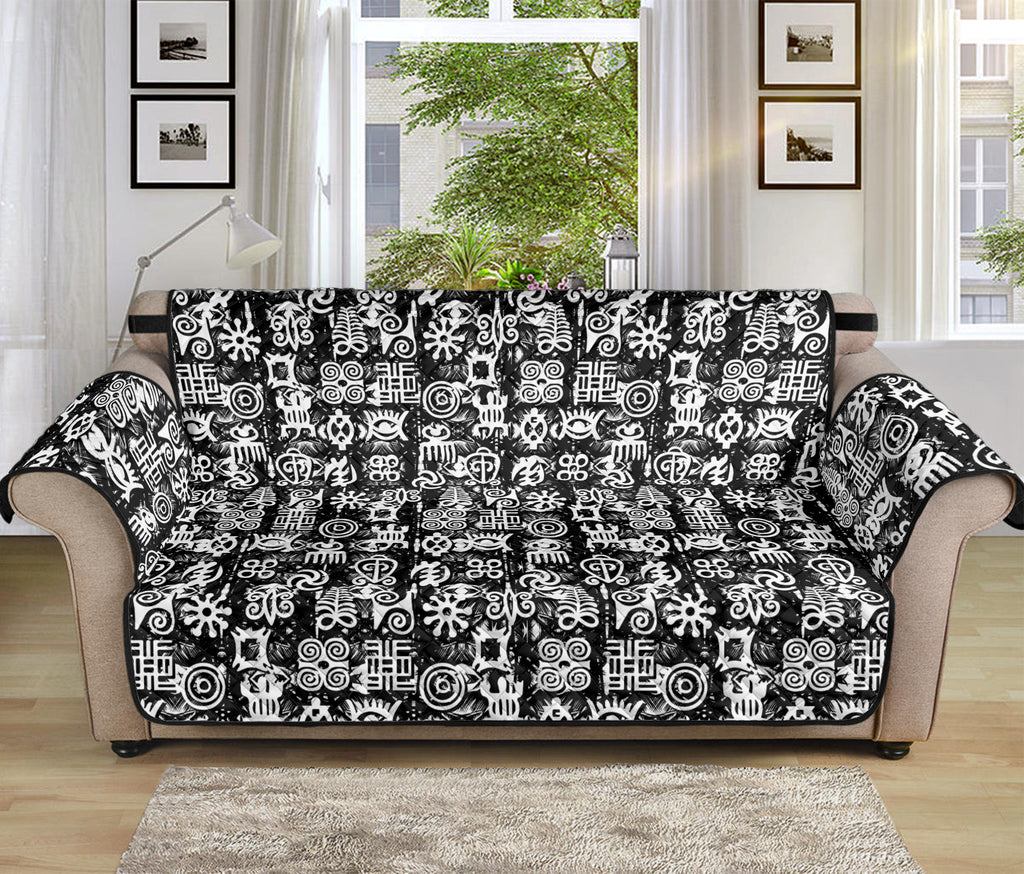 Black And White African Adinkra Symbols Sofa Protector