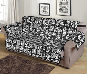 Black And White African Adinkra Symbols Sofa Protector