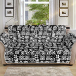 Black And White African Adinkra Symbols Sofa Protector