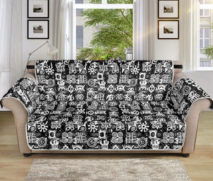 Black And White African Adinkra Symbols Sofa Protector