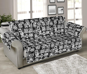 Black And White African Adinkra Symbols Sofa Protector