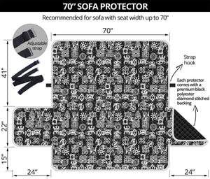 Black And White African Adinkra Symbols Sofa Protector