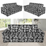 Black And White African Adinkra Symbols Sofa Slipcover