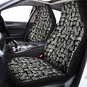 Black And White African Adinkra Symbols Universal Fit Car Seat Covers