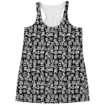 Black And White African Adinkra Symbols Women's Racerback Tank Top