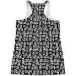 Black And White African Adinkra Symbols Women's Racerback Tank Top