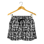 Black And White African Adinkra Symbols Women's Shorts