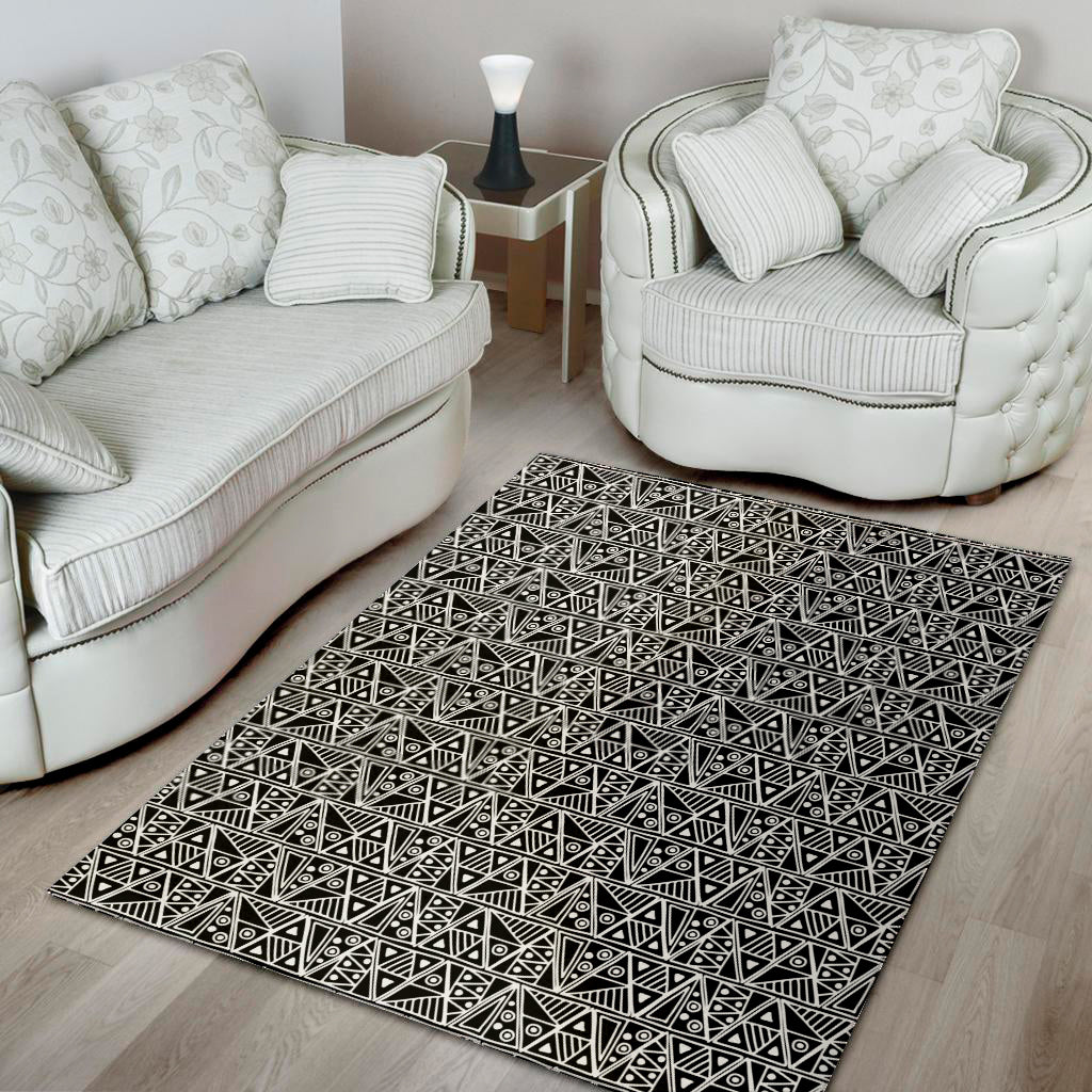 Black And White African Ethnic Print Area Rug