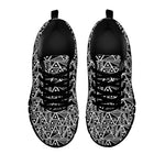 Black And White African Ethnic Print Black Sneakers