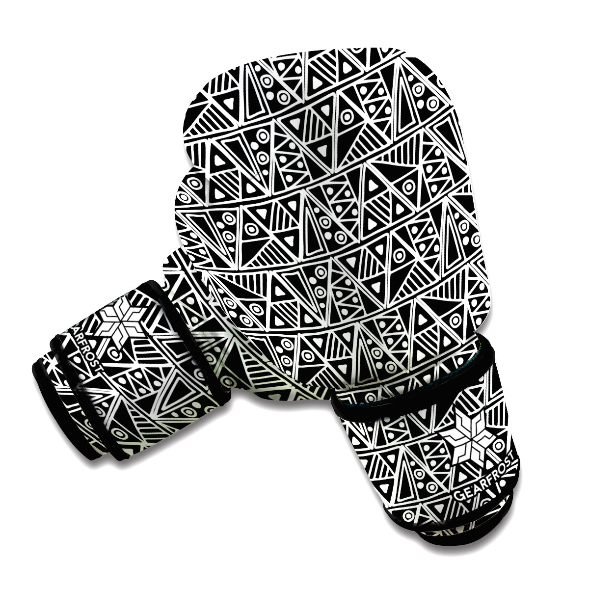 Black And White African Ethnic Print Boxing Gloves