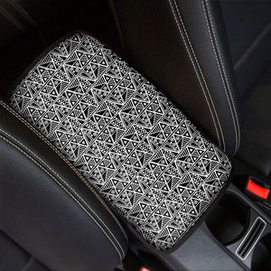 Black And White African Ethnic Print Car Center Console Cover