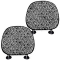 Black And White African Ethnic Print Car Headrest Covers