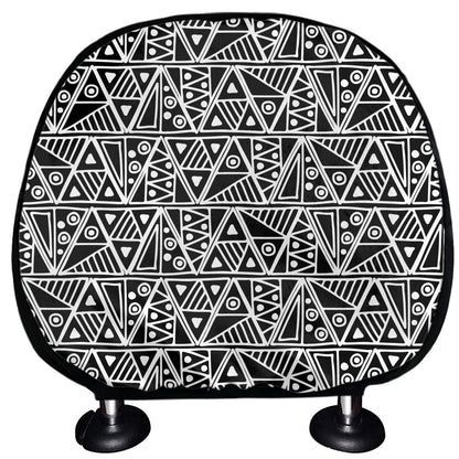Black And White African Ethnic Print Car Headrest Covers