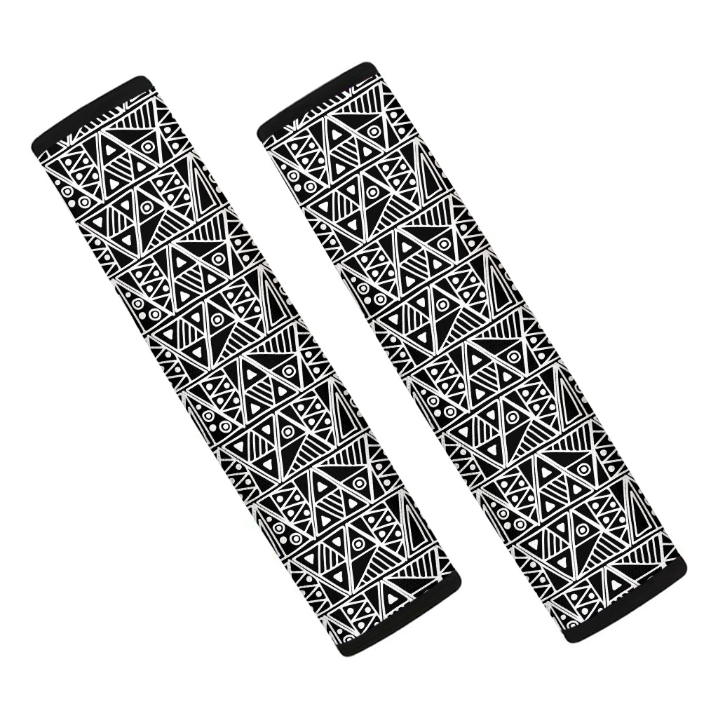 Black And White African Ethnic Print Car Seat Belt Covers